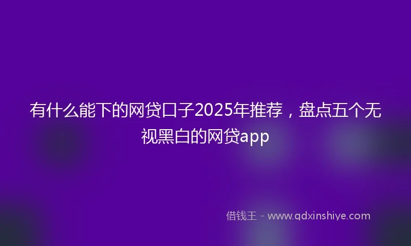有什么能下的网贷口子2025年推荐，盘点五个无视黑白的网贷app