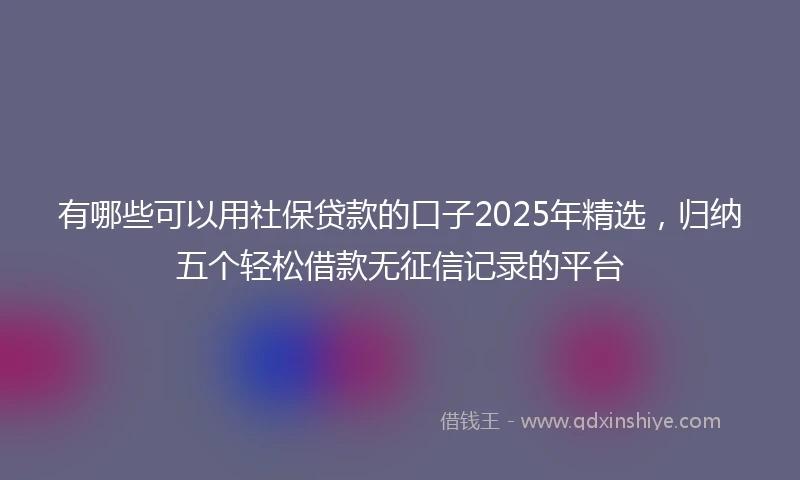 有哪些可以用社保贷款的口子2025年精选，归纳五个轻松借款无征信记录的平台