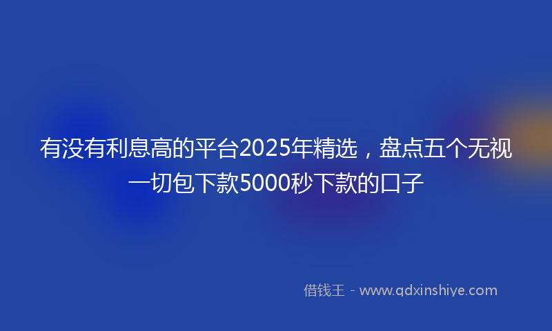 有没有利息高的平台2025年精选，盘点五个无视一切包下款5000秒下款的口子