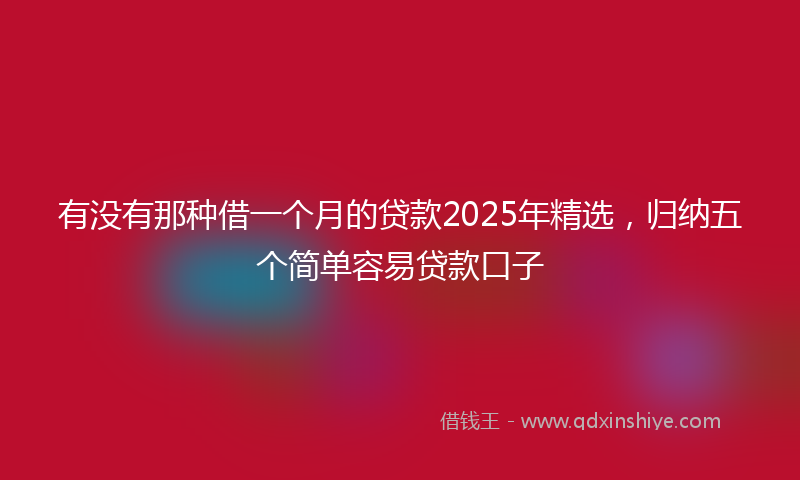 有没有那种借一个月的贷款2025年精选，归纳五个简单容易贷款口子