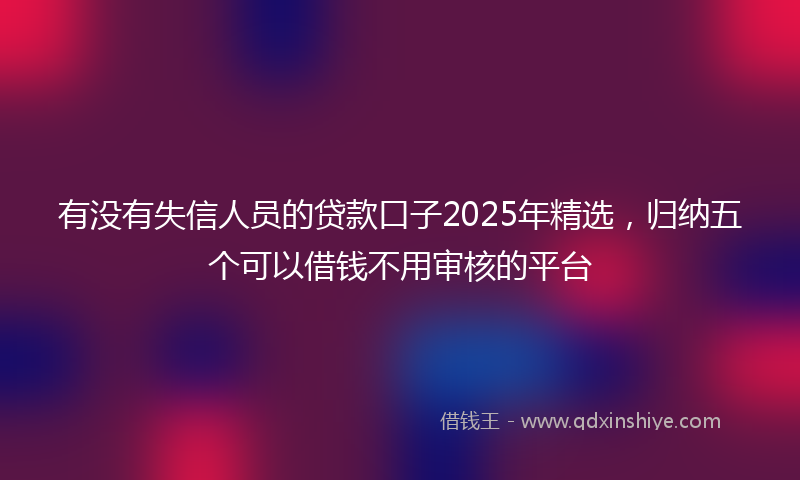 有没有失信人员的贷款口子2025年精选，归纳五个可以借钱不用审核的平台