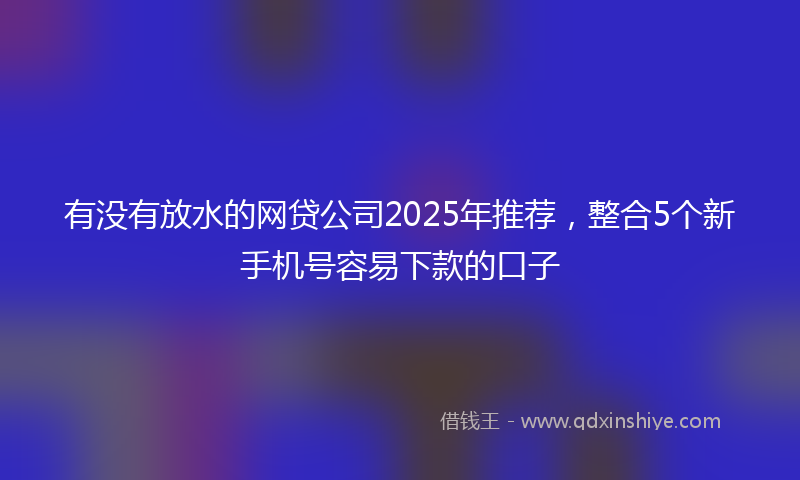 有没有放水的网贷公司2025年推荐，整合5个新手机号容易下款的口子