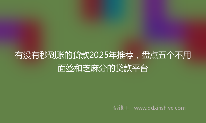 有没有秒到账的贷款2025年推荐，盘点五个不用面签和芝麻分的贷款平台