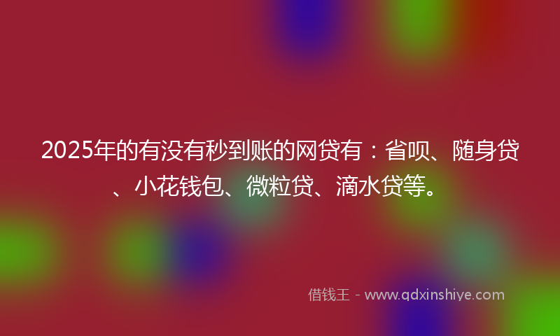 2025年的有没有秒到账的网贷有：省呗、随身贷、小花钱包、微粒贷、滴水贷等。