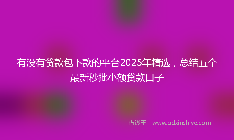 有没有贷款包下款的平台2025年精选，总结五个最新秒批小额贷款口子