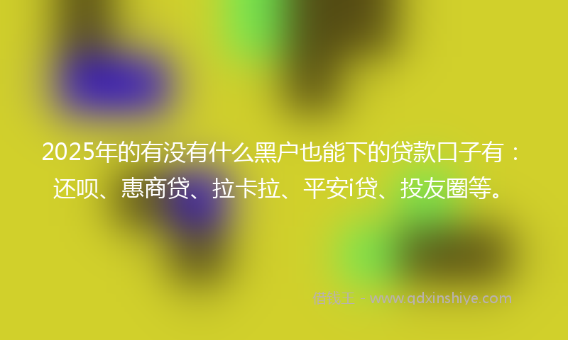 2025年的有没有什么黑户也能下的贷款口子有：还呗、惠商贷、拉卡拉、平安i贷、投友圈等。