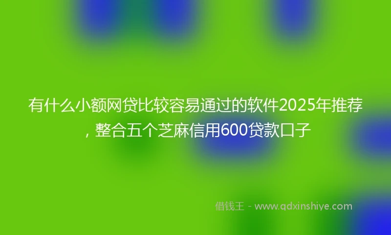 有什么小额网贷比较容易通过的软件2025年推荐，整合五个芝麻信用600贷款口子