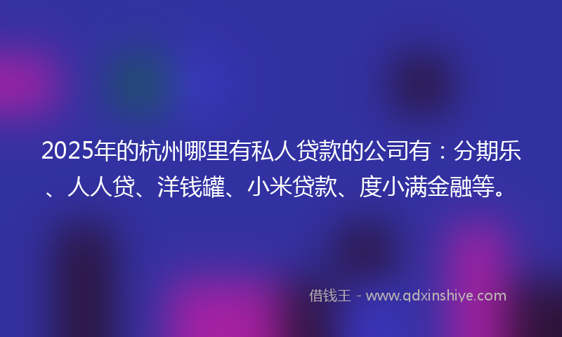 2025年的杭州哪里有私人贷款的公司有：分期乐、人人贷、洋钱罐、小米贷款、度小满金融等。