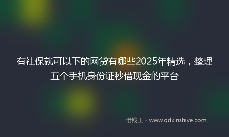 有社保就可以下的网贷有哪些2025年精选，整理五个手机身份证秒借现金的平台