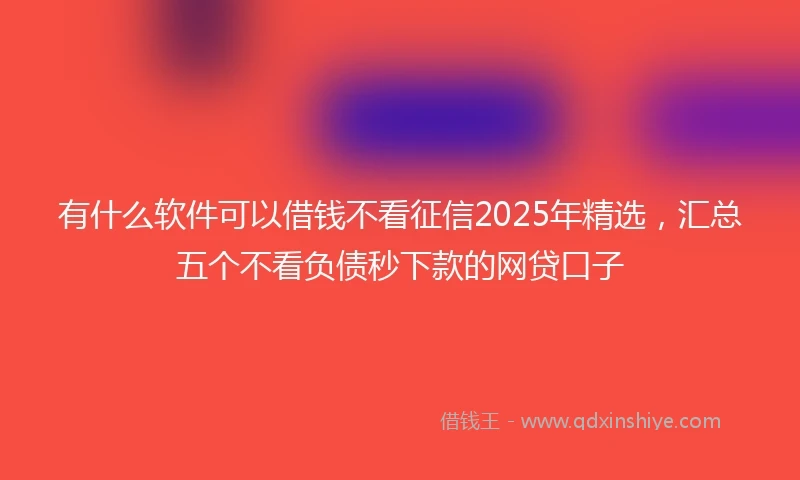 有什么软件可以借钱不看征信2025年精选，汇总五个不看负债秒下款的网贷口子