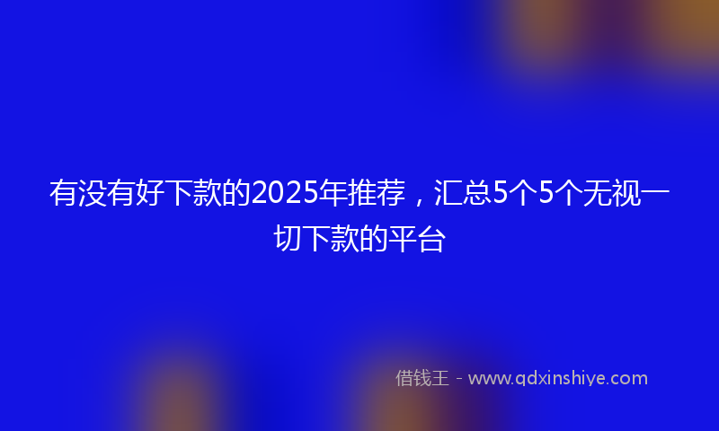 有没有好下款的2025年推荐，汇总5个5个无视一切下款的平台