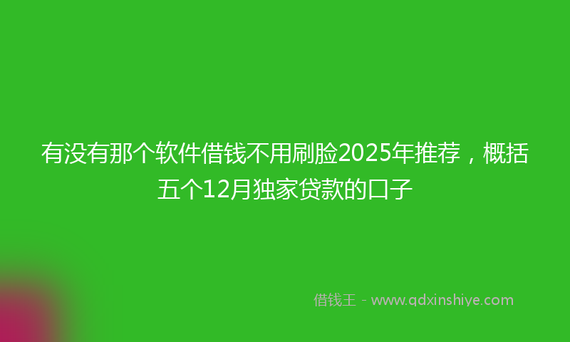 有没有那个软件借钱不用刷脸2025年推荐，概括五个12月独家贷款的口子