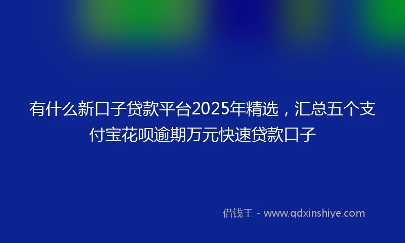 有什么新口子贷款平台2025年精选，汇总五个支付宝花呗逾期万元快速贷款口子