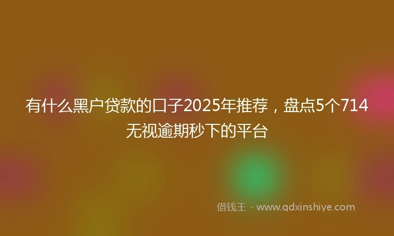 有什么黑户贷款的口子2025年推荐，盘点5个714无视逾期秒下的平台
