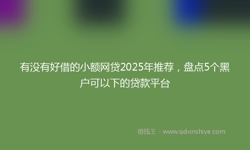 有没有好借的小额网贷2025年推荐，盘点5个黑户可以下的贷款平台