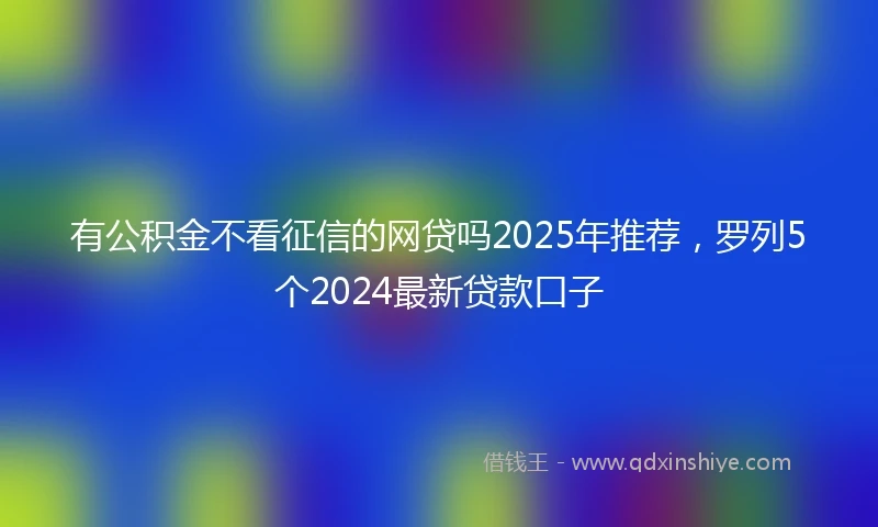 有公积金不看征信的网贷吗2025年推荐，罗列5个2024最新贷款口子