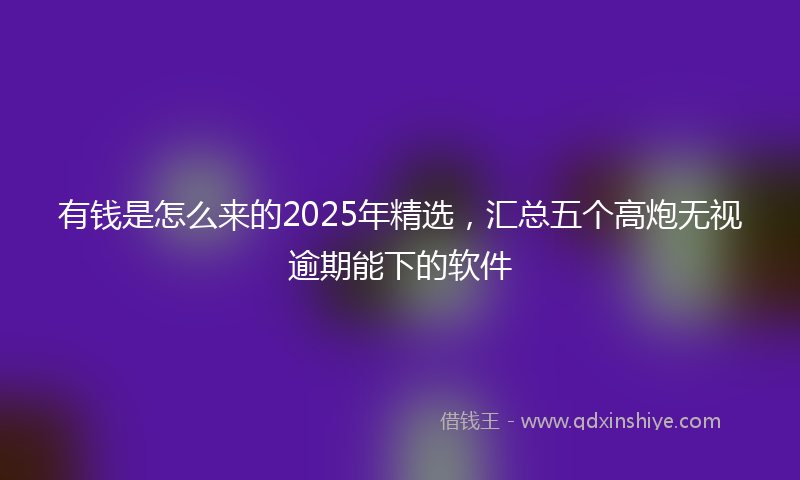 有钱是怎么来的2025年精选，汇总五个高炮无视逾期能下的软件