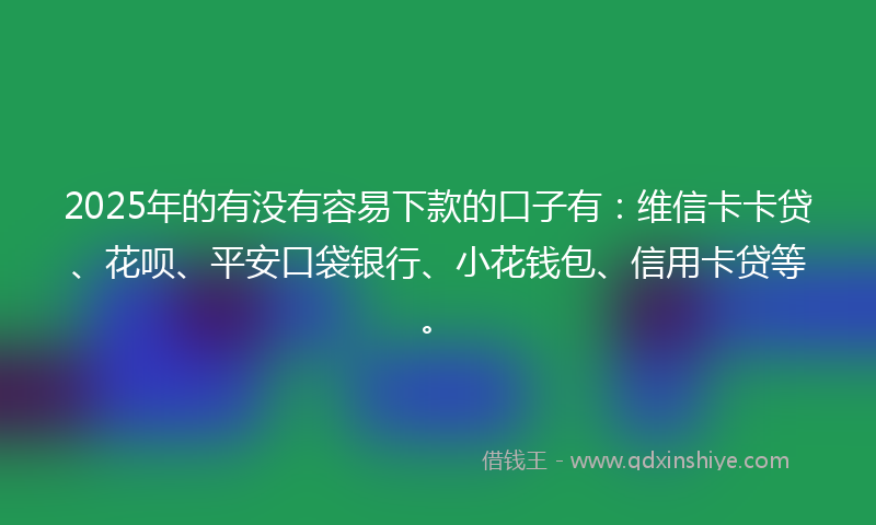 2025年的有没有容易下款的口子有：维信卡卡贷、花呗、平安口袋银行、小花钱包、信用卡贷等。