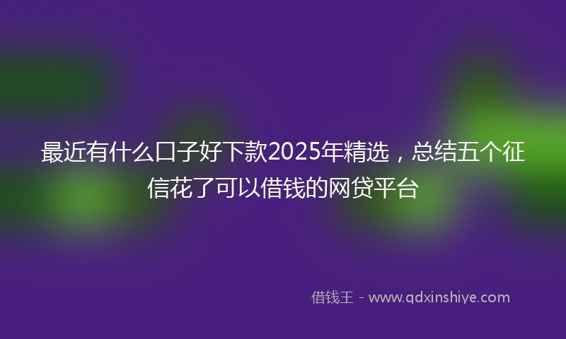 最近有什么口子好下款2025年精选,总结五个征信花了可以借钱的网贷平台