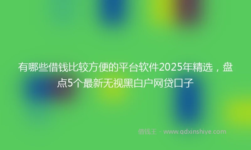 有哪些借钱比较方便的平台软件2025年精选，盘点5个最新无视黑白户网贷口子