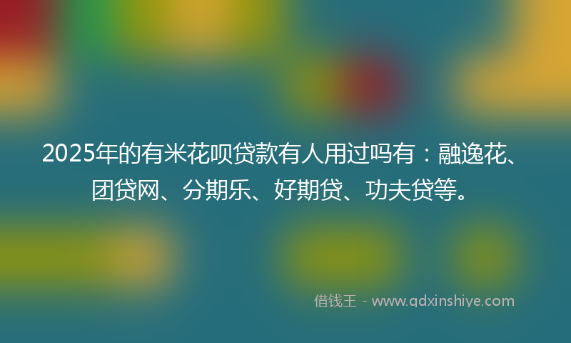 2025年的有米花呗贷款有人用过吗有：融逸花、团贷网、分期乐、好期贷、功夫贷等。