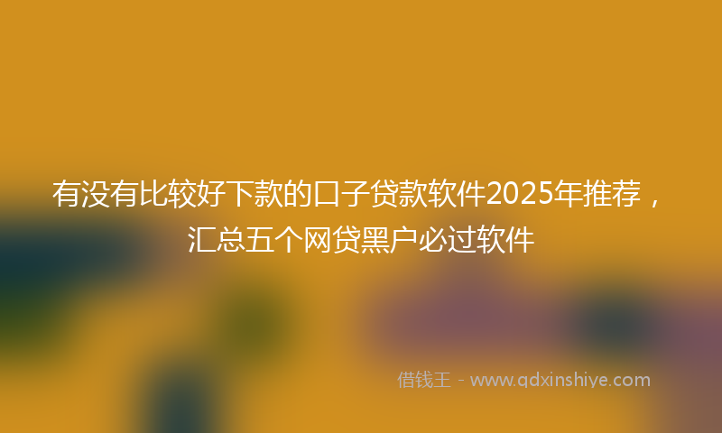 有没有比较好下款的口子贷款软件2025年推荐，汇总五个网贷黑户必过软件