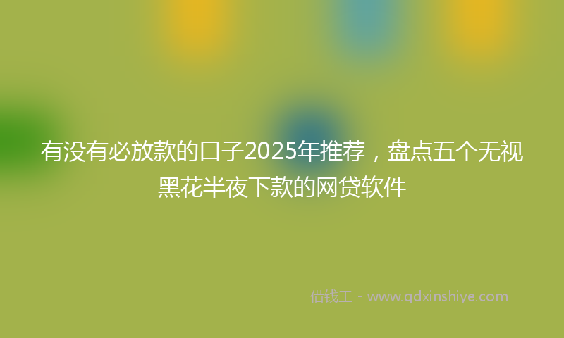 有没有必放款的口子2025年推荐，盘点五个无视黑花半夜下款的网贷软件