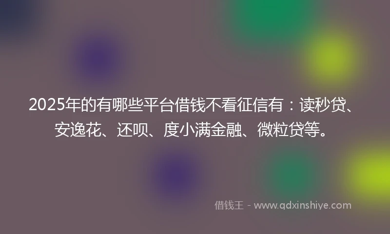 2025年的有哪些平台借钱不看征信有：读秒贷、安逸花、还呗、度小满金融、微粒贷等。