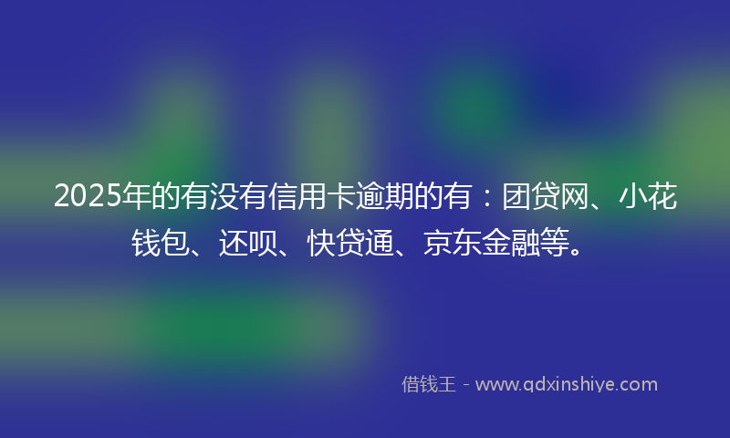 2025年的有没有信用卡逾期的有：团贷网、小花钱包、还呗、快贷通、京东金融等。