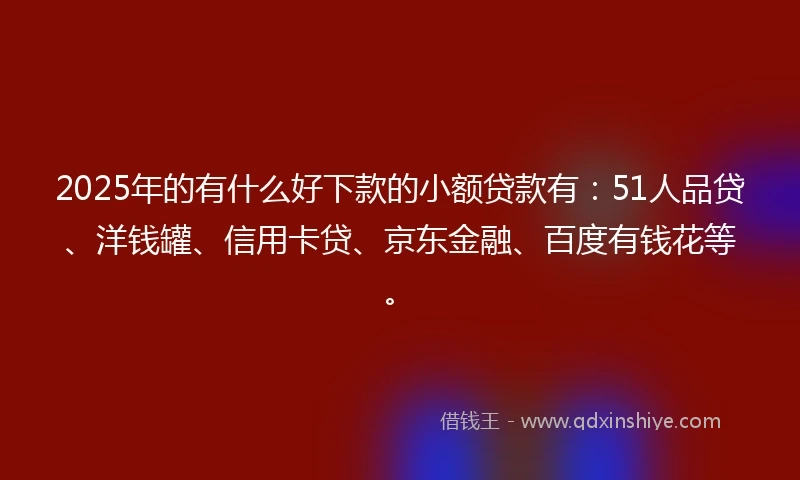 2025年的有什么好下款的小额贷款有：51人品贷、洋钱罐、信用卡贷、京东金融、百度有钱花等。