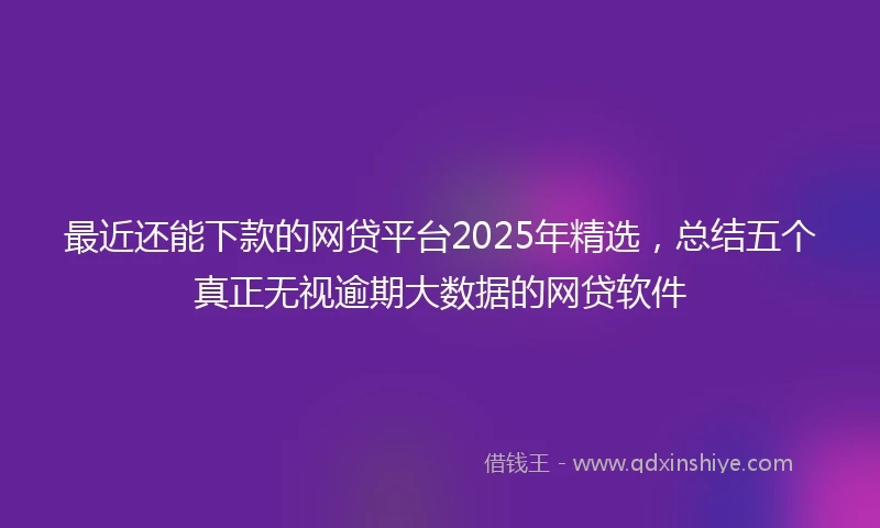 最近还能下款的网贷平台2025年精选，总结五个真正无视逾期大数据的网贷软件