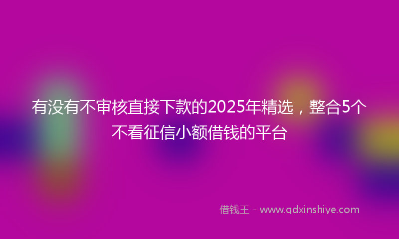 有没有不审核直接下款的2025年精选，整合5个不看征信小额借钱的平台
