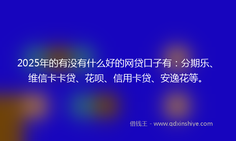 2025年的有没有什么好的网贷口子有：分期乐、维信卡卡贷、花呗、信用卡贷、安逸花等。