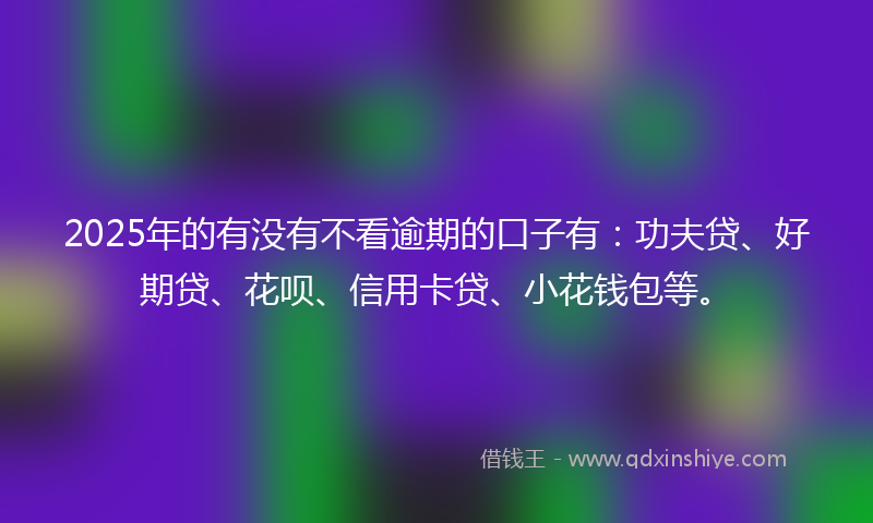 2025年的有没有不看逾期的口子有：功夫贷、好期贷、花呗、信用卡贷、小花钱包等。