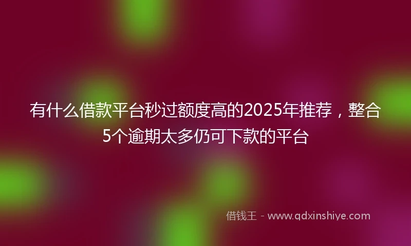 有什么借款平台秒过额度高的2025年推荐，整合5个逾期太多仍可下款的平台