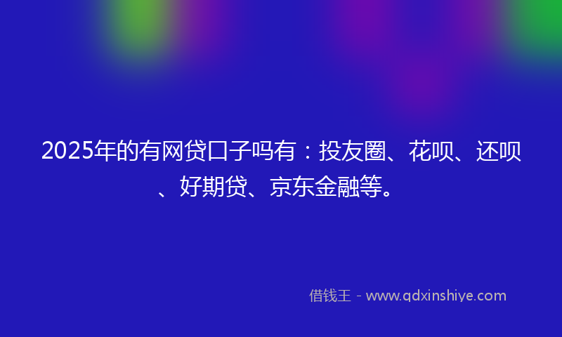 2025年的有网贷口子吗有：投友圈、花呗、还呗、好期贷、京东金融等。