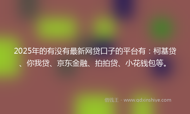 2025年的有没有最新网贷口子的平台有：柯基贷、你我贷、京东金融、拍拍贷、小花钱包等。