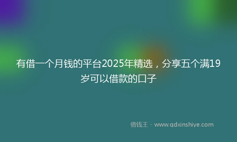 有借一个月钱的平台2025年精选，分享五个满19岁可以借款的口子