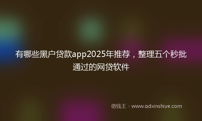 有哪些黑户贷款app2025年推荐，整理五个秒批通过的网贷软件