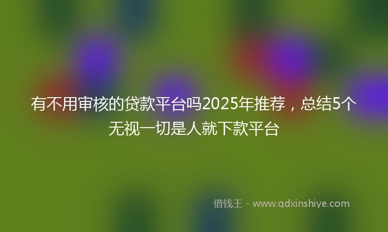 有不用审核的贷款平台吗2025年推荐，总结5个无视一切是人就下款平台
