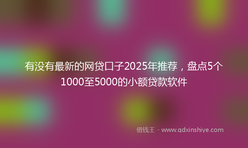 有没有最新的网贷口子2025年推荐，盘点5个1000至5000的小额贷款软件