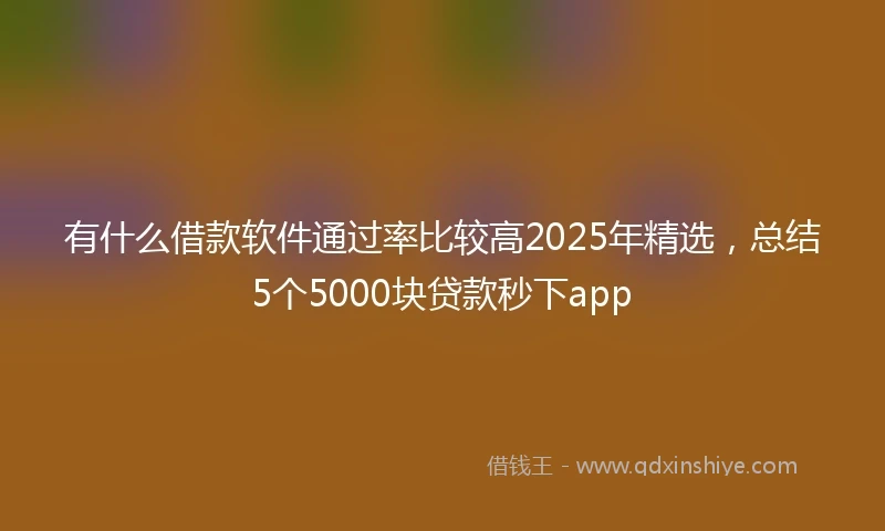有什么借款软件通过率比较高2025年精选，总结5个5000块贷款秒下app