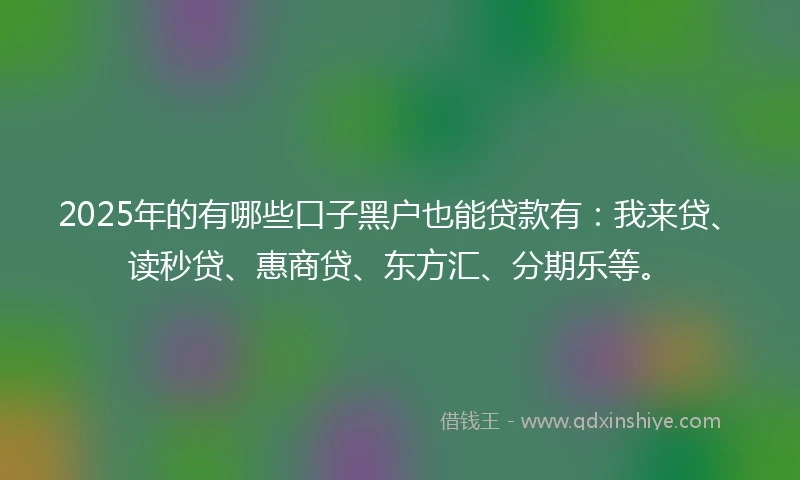 2025年的有哪些口子黑户也能贷款有：我来贷、读秒贷、惠商贷、东方汇、分期乐等。