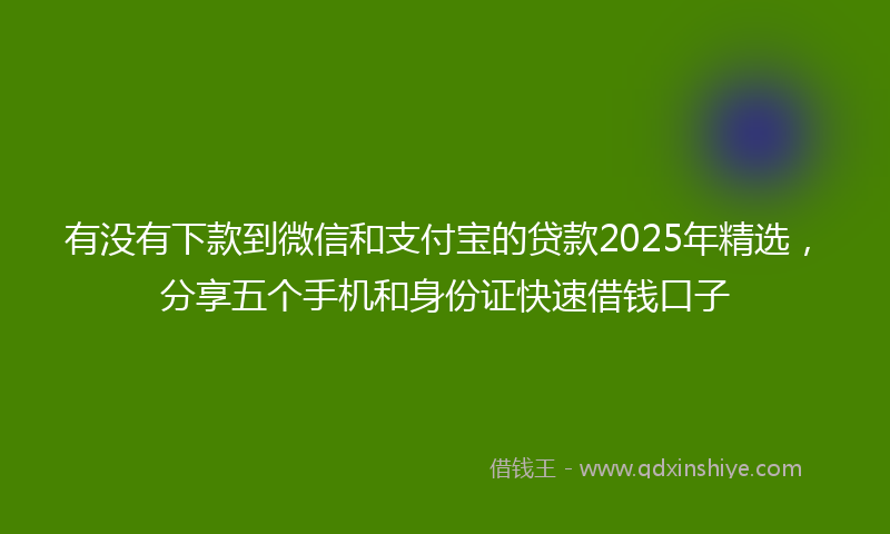 有没有下款到微信和支付宝的贷款2025年精选，分享五个手机和身份证快速借钱口子