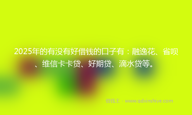 2025年的有没有好借钱的口子有：融逸花、省呗、维信卡卡贷、好期贷、滴水贷等。