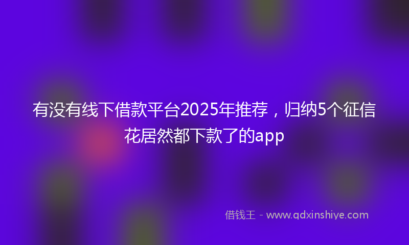 有没有线下借款平台2025年推荐，归纳5个征信花居然都下款了的app