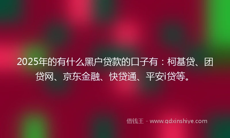 2025年的有什么黑户贷款的口子有：柯基贷、团贷网、京东金融、快贷通、平安i贷等。
