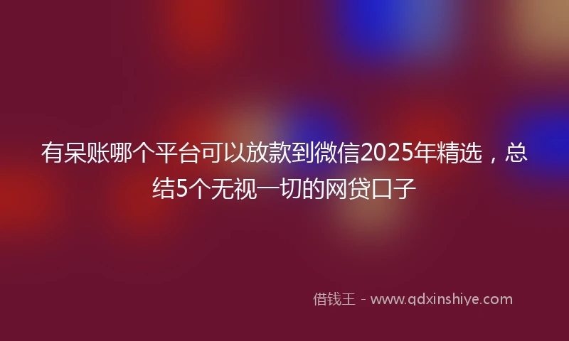 有呆账哪个平台可以放款到微信2025年精选，总结5个无视一切的网贷口子