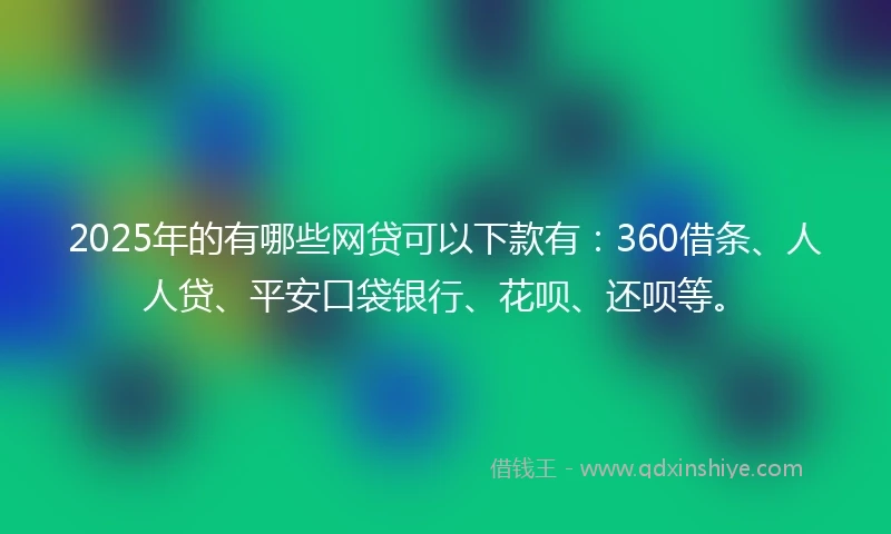 2025年的有哪些网贷可以下款有：360借条、人人贷、平安口袋银行、花呗、还呗等。