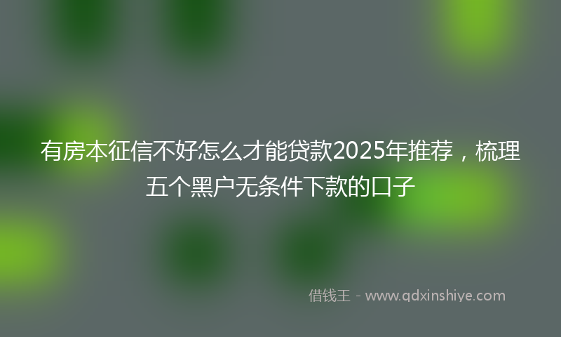 有房本征信不好怎么才能贷款2025年推荐，梳理五个黑户无条件下款的口子